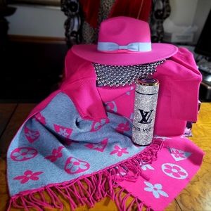 Fuchsia Fedora Hat & Shawl w/ crop Sleeves